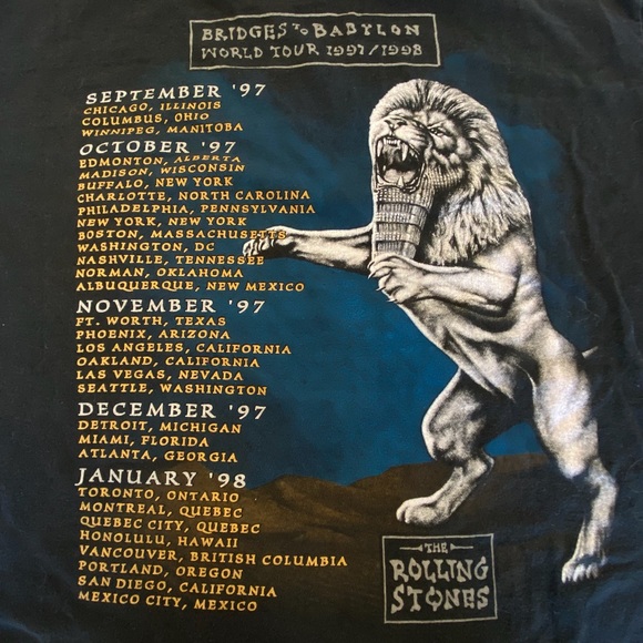 1998 Vintage Rolling Stones Bridges to Babylon T-Shirt 2XL - Picture 3 of 6